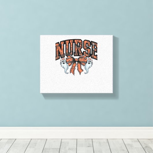 Halloween Nurse Scary Coquette Bow Classic T-shirt Canvas Afdruk (Insitu (Houten vloer))