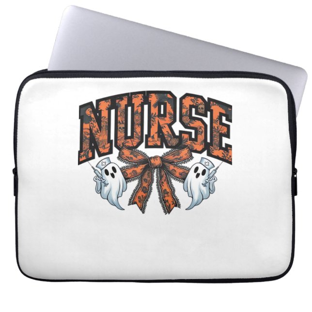 Halloween Nurse Scary Coquette Bow Classic T-shirt Laptop Sleeve (Voorkant)