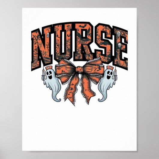 Halloween Nurse Scary Coquette Bow Classic T-shirt Poster (Voorkant)