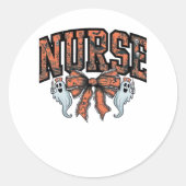 Halloween Nurse Scary Coquette Bow Classic T-shirt Ronde Sticker (Voorkant)