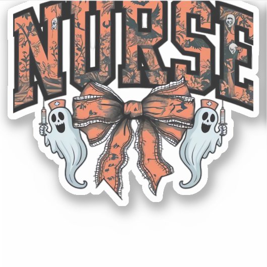 Halloween Nurse Scary Coquette Bow Classic T-shirt Sticker (Voorkant)