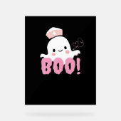 Halloween Nurse Shirten Vrouwen Boo! T-shirt Ghost Acryl Bord (Voorkant)