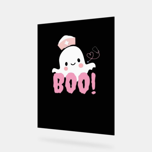 Halloween Nurse Shirten Vrouwen Boo! T-shirt Ghost Acryl Bord (Hoek)