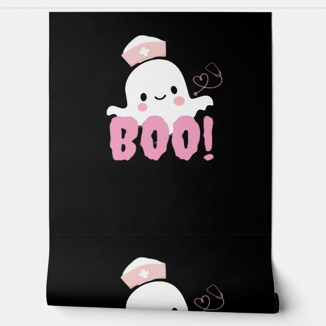 Halloween Nurse Shirten Vrouwen Boo! T-shirt Ghost Behang (Afrollen)