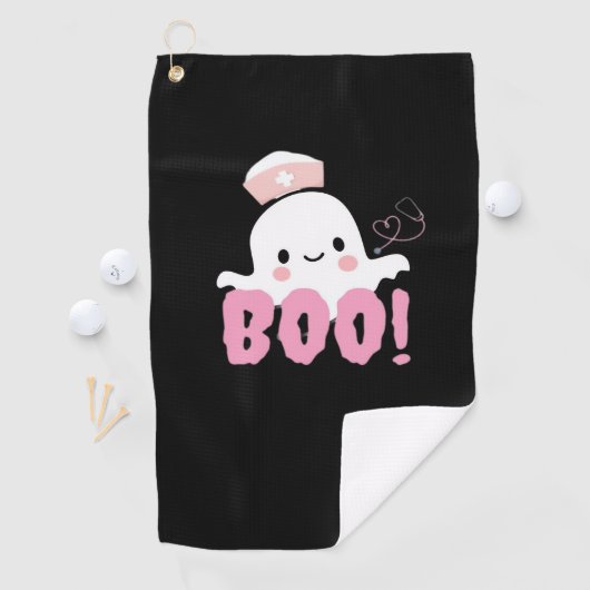 Halloween Nurse Shirten Vrouwen Boo! T-shirt Ghost Golfhanddoek (Insitu)