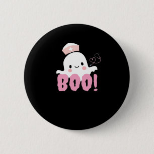 Halloween Nurse Shirten Vrouwen Boo! T-shirt Ghost Ronde Button 5,7 Cm