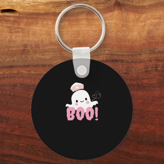 Halloween Nurse Shirten Vrouwen Boo! T-shirt Ghost Sleutelhanger (Voorkant)