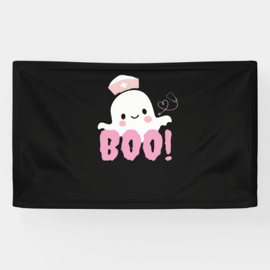 Halloween Nurse Shirten Vrouwen Boo! T-shirt Ghost Spandoek (Horizontaal)