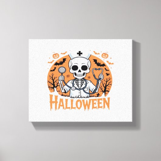 Halloween Nurse skeleton Essential T-Shirt_1 Canvas Afdruk (Voorkant)