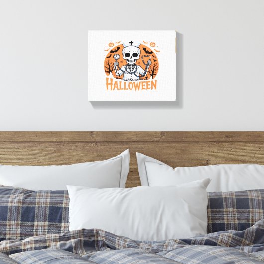 Halloween Nurse skeleton Essential T-Shirt_1 Canvas Afdruk (Insitu (Slaapkamer))