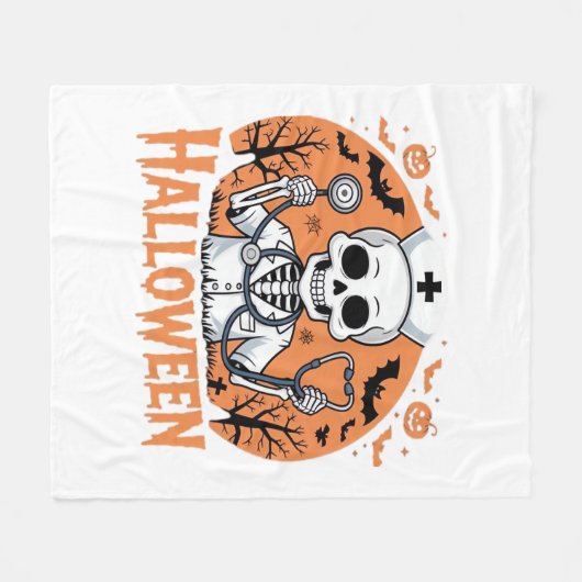 Halloween Nurse skeleton Essential T-Shirt_1 Fleece Deken (Voorkant (Horizontaal))