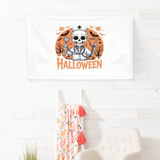 Halloween Nurse skeleton Essential T-Shirt_1 Spandoek (Insitu)