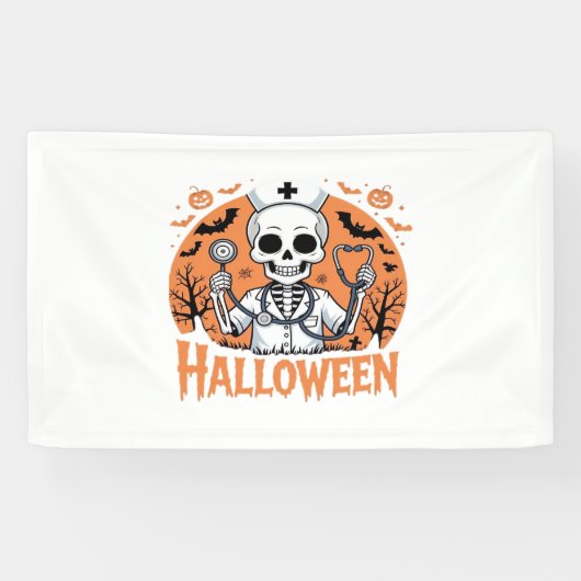 Halloween Nurse skeleton Essential T-Shirt_1 Spandoek (Horizontaal)