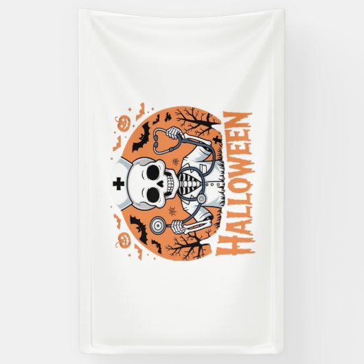 Halloween Nurse skeleton Essential T-Shirt_1 Spandoek (Verticaal)