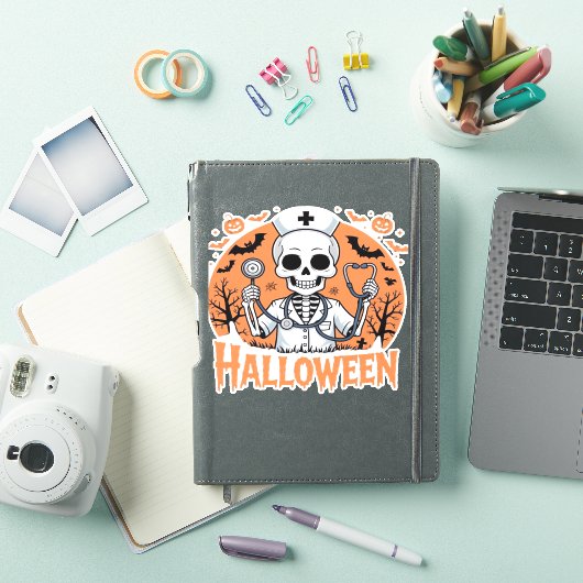 Halloween Nurse skeleton Essential T-Shirt_1 Sticker (iPad Cover)