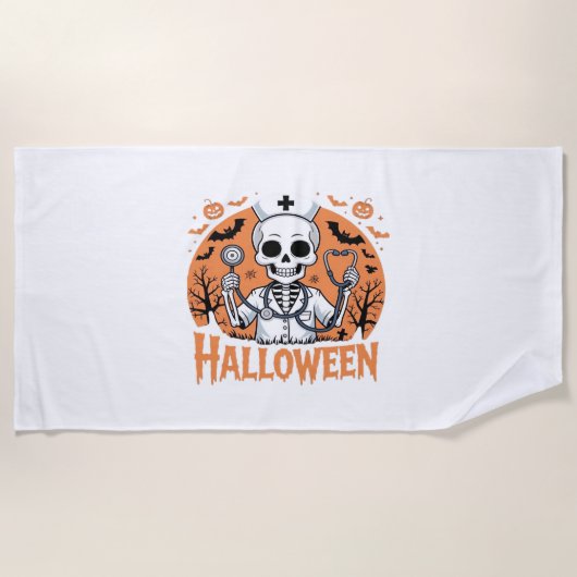 Halloween Nurse skeleton Essential T-Shirt_1 Strandlaken (Voorkant)
