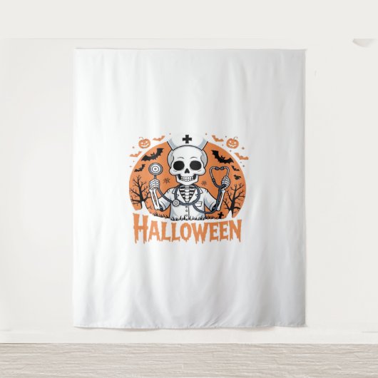 Halloween Nurse skeleton Essential T-Shirt_1 Wandkleed (Voorkant)