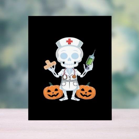 Halloween Nurse Skeleton Essential T-shirt Acryl Bord (Neutraal)