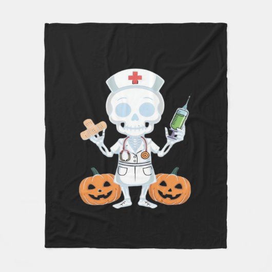 Halloween Nurse Skeleton Essential T-shirt Fleece Deken (Voorkant)
