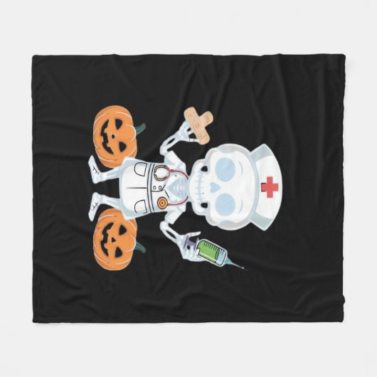 Halloween Nurse Skeleton Essential T-shirt Fleece Deken (Voorkant (Horizontaal))