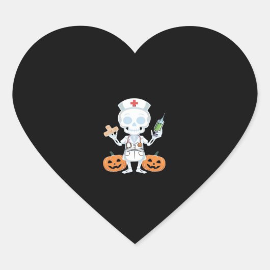 Halloween Nurse Skeleton Essential T-shirt Hart Sticker (Voorkant)