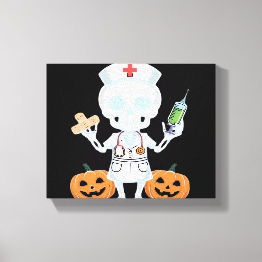 Halloween Nurse Skeleton Funny Joke Essential T-SH Canvas Afdruk (Voorkant)