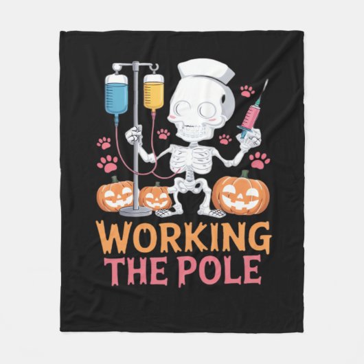 Halloween Nurse Skeleton Funny Joke Essential T-SH Fleece Deken (Voorkant)