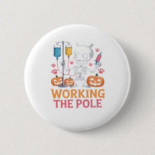 Halloween Nurse Skeleton Funny Joke Essential T-SH Ronde Button 5,7 Cm