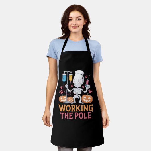 Halloween Nurse Skeleton Funny Joke Essential T-SH Schort (Gedragen)