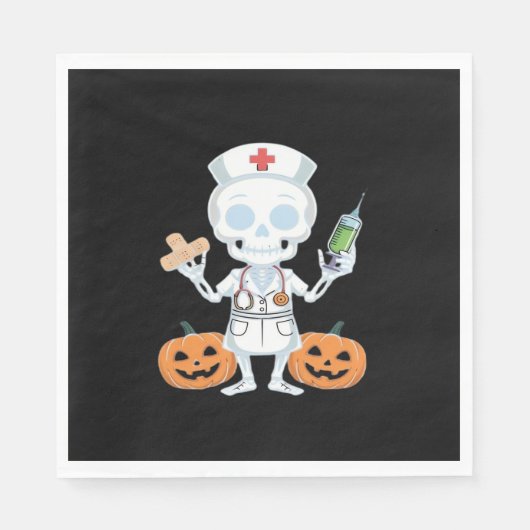 Halloween Nurse Skeleton Funny Joke Essential T-SH Servet (Voorkant)
