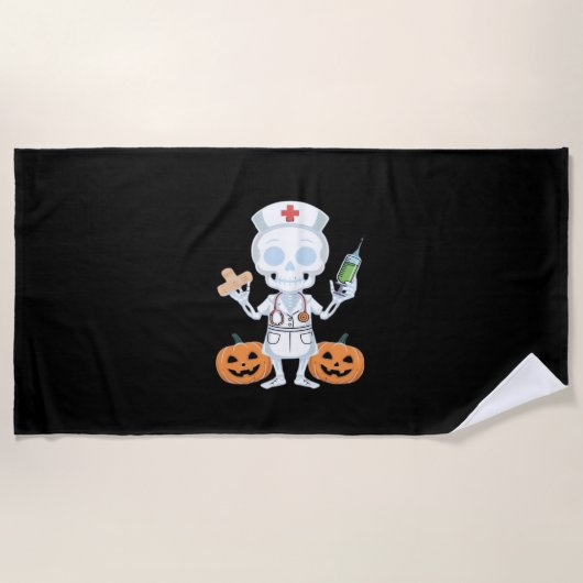 Halloween Nurse Skeleton Funny Joke Essential T-SH Strandlaken (Voorkant)