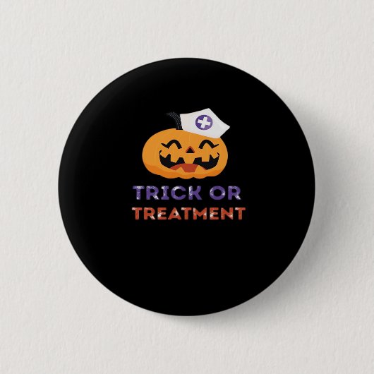 Halloween Nurse Trick of Treatment Classic T-Shirt Ronde Button 5,7 Cm (Voorkant)