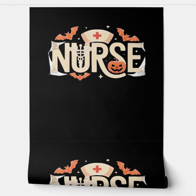 Halloween Nurse Typography - Spooky medisch ontwer Behang (Afrollen)