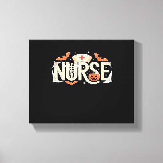Halloween Nurse Typography - Spooky medisch ontwer Canvas Afdruk (Voorkant)