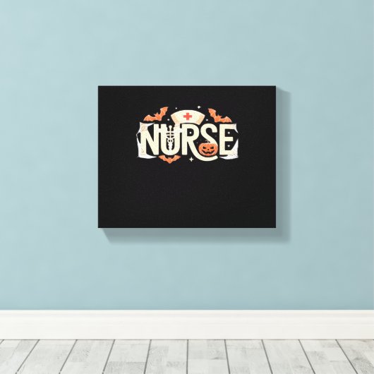 Halloween Nurse Typography - Spooky medisch ontwer Canvas Afdruk