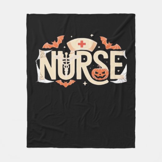 Halloween Nurse Typography - Spooky medisch ontwer Fleece Deken (Voorkant)