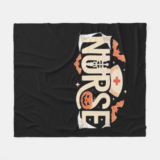 Halloween Nurse Typography - Spooky medisch ontwer Fleece Deken (Voorkant (Horizontaal))
