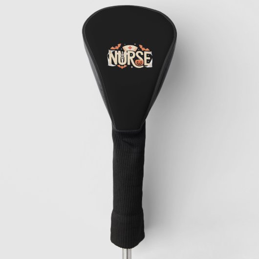 Halloween Nurse Typography - Spooky medisch ontwer Golfheadcover (Voorkant)