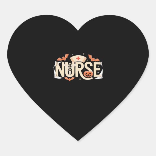 Halloween Nurse Typography - Spooky medisch ontwer Hart Sticker (Voorkant)