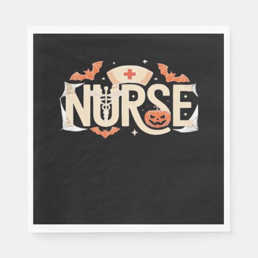 Halloween Nurse Typography - Spooky medisch ontwer Servet (Voorkant)