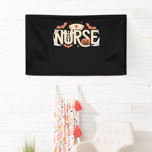 Halloween Nurse Typography - Spooky medisch ontwer Spandoek (Insitu)
