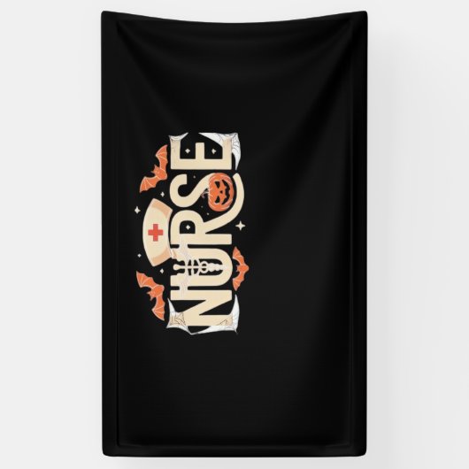 Halloween Nurse Typography - Spooky medisch ontwer Spandoek (Verticaal)