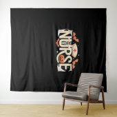 Halloween Nurse Typography - Spooky medisch ontwer Wandkleed (In Situ (horizontaal))