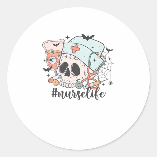 Halloween #NurseLife - Verpleegster Ronde Sticker (Voorkant)