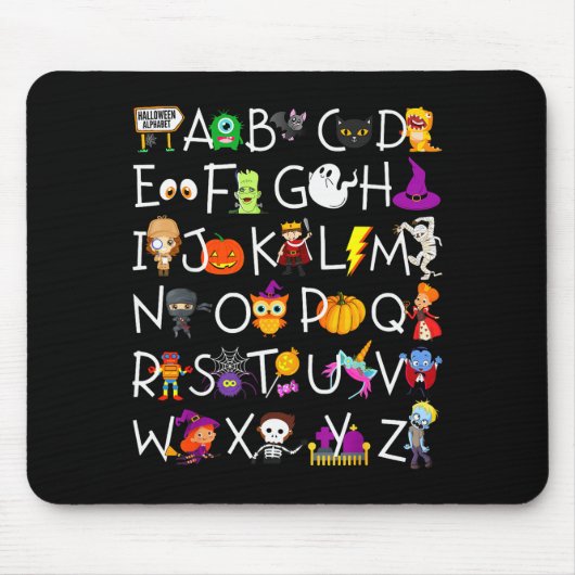 Halloween Nursery Teacher Shirt, Halloween Alphabe Muismat (Voorkant)