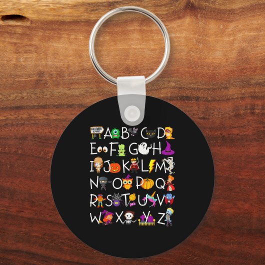Halloween Nursery Teacher Shirt, Halloween Alphabe Sleutelhanger (Voorkant)