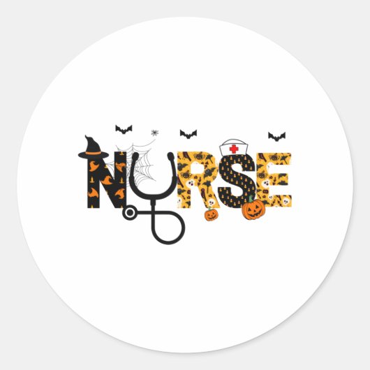 Halloween Nursing Ronde Sticker (Voorkant)