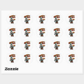 Halloween ober serveert angsten op ronde sticker (Vel)