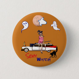 Halloween Ocher Sexy Witch Button