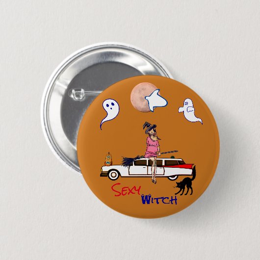 Halloween Ocher Sexy Witch Button (Voorkant /achterkant)
